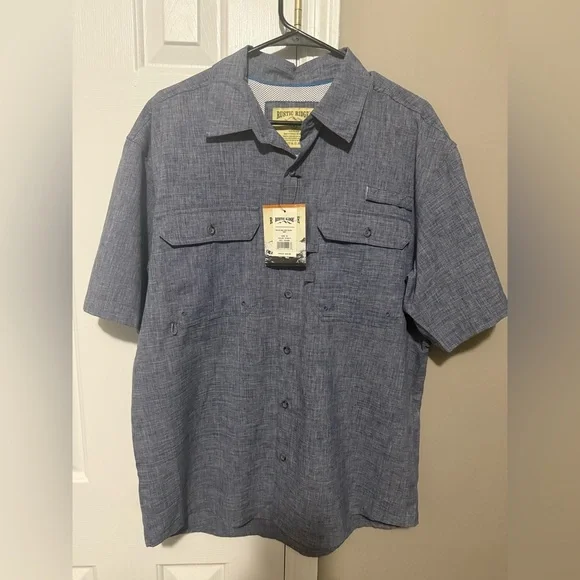 Rustic Ridge Men's Blue Casual Button Down Fishing Shirt NWT - Picture 1 of 4
